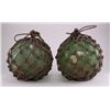 Image 1 : Two (2) Aqua Blown Glass Fishing Net Floats.  (Size: