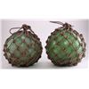 Image 4 : Two (2) Aqua Blown Glass Fishing Net Floats.  (Size: