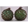Image 5 : Two (2) Aqua Blown Glass Fishing Net Floats.  (Size: