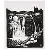 Image 1 : leonard hutchinson, rca, osa, cpe, WEBSTER'S FALLS., Wood engraving, signed in plate, estate s...