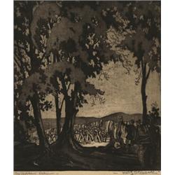 harry draper wallace cpe, THE ROBBER'S RETURN., Aquatint, signed and titled in margin., Sight...