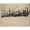 Image 1 : ernest neuman cpe, MONTREAL HARBOUR., Etching with drypoint, signed and titled in margin., Pla...