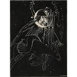 sylvia hahn osa, ARTEMIS AND ORION., Woodblock print, signed in margin., Sight 22.2 x 16.5 cm....