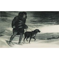 david lloyd blackwood rca, osa, cpe, cm, NORTHERN PATROL R.C.M.P., Colour etching with aquatint,...