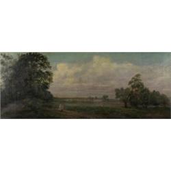 attributed to william lees judson, THAMES RIVER, LONDON, ONTARIO., Oil on canvas., 61 x 152.5...