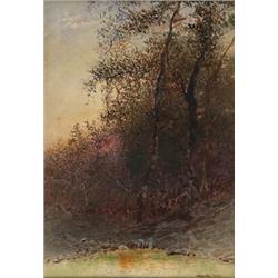 otto reinhold jacobi prca, osa, AUTUMN SUNSET AT WATER'S EDGE., Watercolour, signed and dated 18...