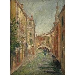 MARY ELLA williams DIGNAM, CANAL VENICE., Oil on canvasboard, signed;, titled and dated 1910 v...