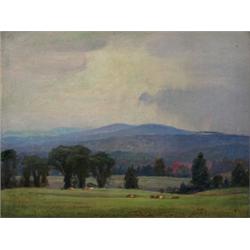 frederick henry brigden, osa, rca, GRAZING CATTLE ON THE HILLSIDE., Oil on canvasboard;, tit...