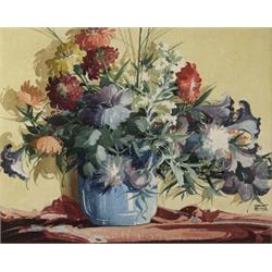 william garnet hazard cpe, FLORAL STILLLIFE., Watercolour, signed., Sight 35.5 x 43.1 cm. (14...