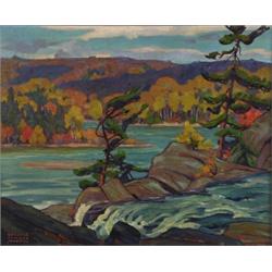 agnes bernice fenwick martin cpe, ABOVE THE FALLS., Oil on canvas signed; titled artist's label...