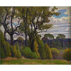 frederick stanley haines, prca, osa, LATE SUMMER., Oil on board, signed;, titled and dated 1...