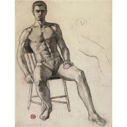 Henri hebert rca, NUDE STUDY OF A MAN., Graphite, signed with monogram, and inscribed 28 Nov....