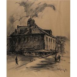 arthur shilling, OLD NAPOLEON HOUSE, NEW ORLEANS, L.A., Charcoal, signed and dated 69;, inscri...