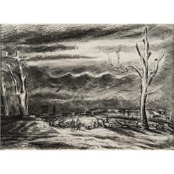 carl fellman schaeffer rca osa, VIEW OF BOMBER STATION FROM, NEW SITE OFFICERS BILLETS, MIDDLETO...