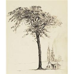 leonard hutchinson rca, osa, cpe, FOUR LANDSCAPE STUDIES., Four graphite studies, each with esta...