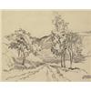 Image 1 : joachim george gauthier rca, osa, COUNTRY ROAD., Graphite and pen, signed., 21 x 27.3 cm. (8 1...