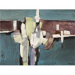 Franklin palmer, HARBOUR., Oil on canvas, signed; signed and, titled stretcher verso., 30.5...