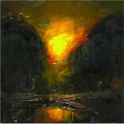 DAVID BIERK, LANDSCAPE., Mixed media on board, signed with initials., 34.3 x 35 cm. (13 1/2 x...