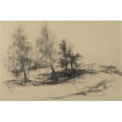 barbara h. howard, CLUMP OF TREES., Charcoal, signed., 31.8 x 48.2 cm. (12 1/2 x 19 in.)., U...