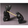 Image 1 : charlie ittusaq mark (b. 1926), Ivujivik. E9-997., Dark grey stone carving of a hunter spearing...