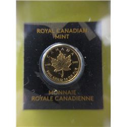 .9999 Fine Gold Canada Maple Leaf coin - 1 gram