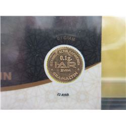 22KT Gold Turkish Mint Investor round - 1 gram