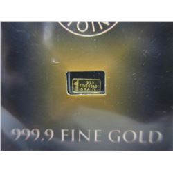 2 x .9999 Fine Gold  Investor bars - 1 grain each