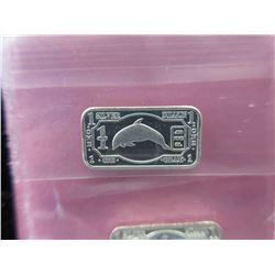 4 x .999 Silver "Dolphin" bars - 1 gram each