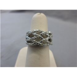 White Diamond weave design ring