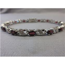 Garnet gemstone & Diamond tennis bracelet