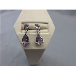 New Purple Amethyst & Diamond dangle earrings