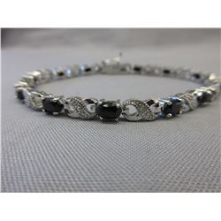 Deep Blue Sapphire & Diamond tennis bracelet