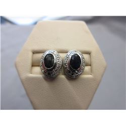 New - Oval Blue Sapphire & Diamond earrings