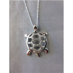 Diamond studded turtle necklace