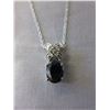 Image 1 : Deep Blue Oval Sapphire & Diamond necklace