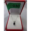 Image 2 : Deep Blue Oval Sapphire & Diamond necklace
