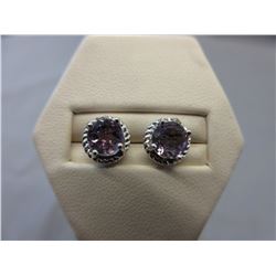 New Purple Amethyst & Diamond Stud Earrings
