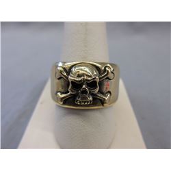 Man's skull & crossbones bronze ring