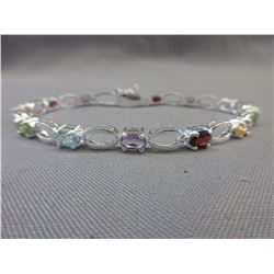Sterling Silver multi-gemstone bracelet
