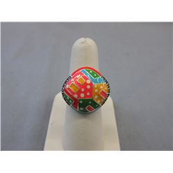 Sterling Silver Enamel & Marcasite Ring