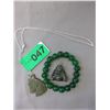 Image 1 : 3 Carved Jade pieces & a Silver chain