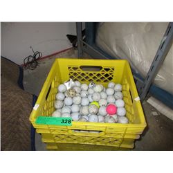 Milk crate of used golf balls