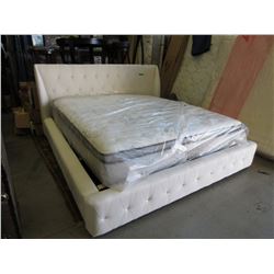 NEW - White upholstered bed frame - King size