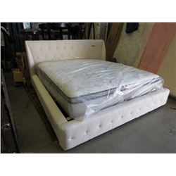 NEW - White upholstered bed frame - King size