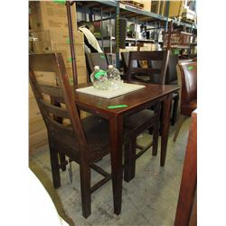 NEW - Wood game table with 2 chairs.