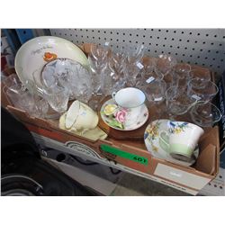 Crystal glasses & bone china teacup & saucers