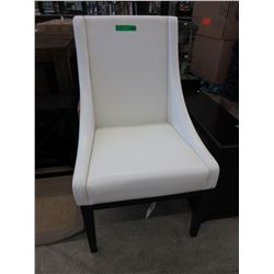 New - White accent chair with wooden legs