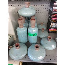 15 Glazed ceramic candle holder & vases