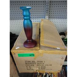 Case of new 9" glass candleholders