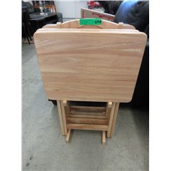 NEW - Solid wood TV tray set on stand